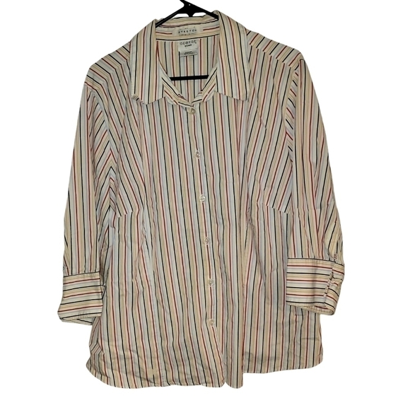 George women stretch size 22/24W striped 3/4 sleeve multi color shirt - Picture 1 of 7